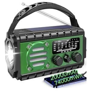 20000Mah Emergency Radio, SW/NOAA/AM/FM Weather Radio, Solar Powered Hand Crank
